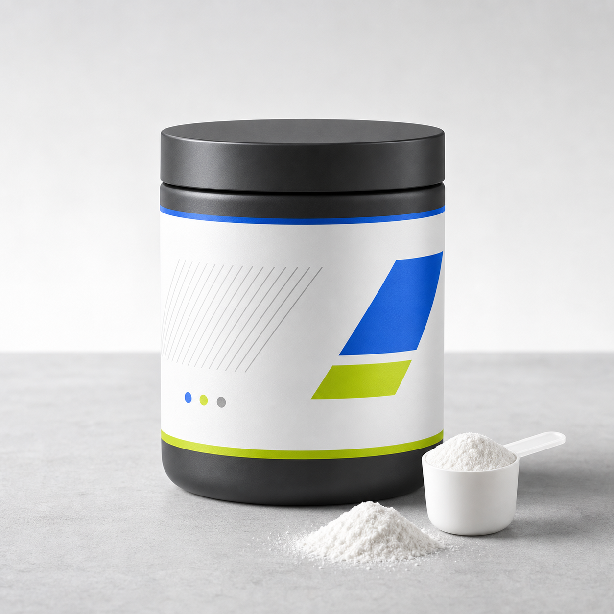 Envase premium ficticio de creatina monohidratada